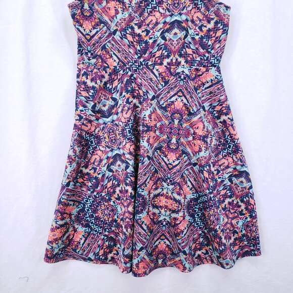 Torrid Multicolor Colorful Geometric Bold Kaleidoscope Fit n Flare Dress Size 0 - Picture 11 of 12